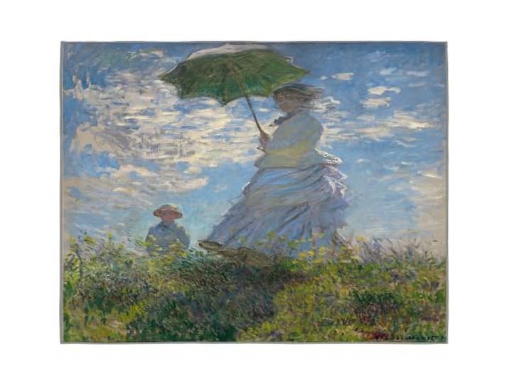 CIHCOHOME Monet Frau mit Sonnenschirm Landschaftsteppich 200x300cmImpressionistischer Garten Landschaftsteppich für Wohnzimmer Schlafzimmer Kinderzimmer, Vintage französischer Stil