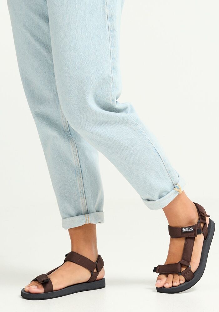 Sandale JACK WOLFSKIN "TAIGA SANDAL W", Damen, Gr. 39,5, braun (schwarz mahogany), Synthetik, Schuhe Sandale, Sommerschuhe, Outdoorsandale schwarz mahogany 39,5
