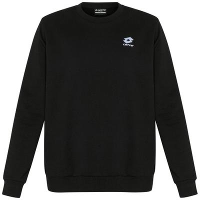 Sweater LOTTO, Herren, Gr. L (52/54), schwarz (caviar), 80% Cotton, 20% Polyester, unifarben, regular fit, Rundhals, Rippbündchen, Sweatshirts Sweater, - mit kleiner Logostickerei