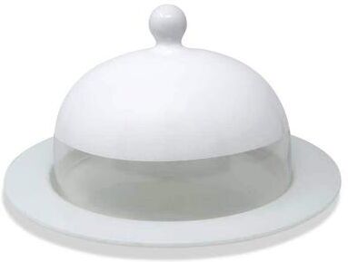 Vivience White Glass Cake Plate and Dome