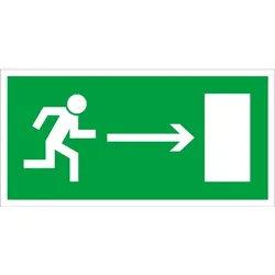 Evakuierungsschild „Richtung Ausgang rechts“ 150×300 mm, Lumineszierende PVC-Platte nachleuchtend
