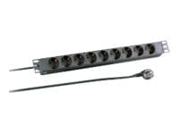 EFB-Elektronik 19" 1HE Steckdosenleiste 9-fach SCHUKO ohne Schalter, RAL 9005 EK622DE.1