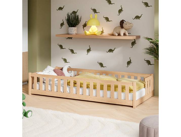 Lit au sol 80x160 sommier inclus Théa Bois