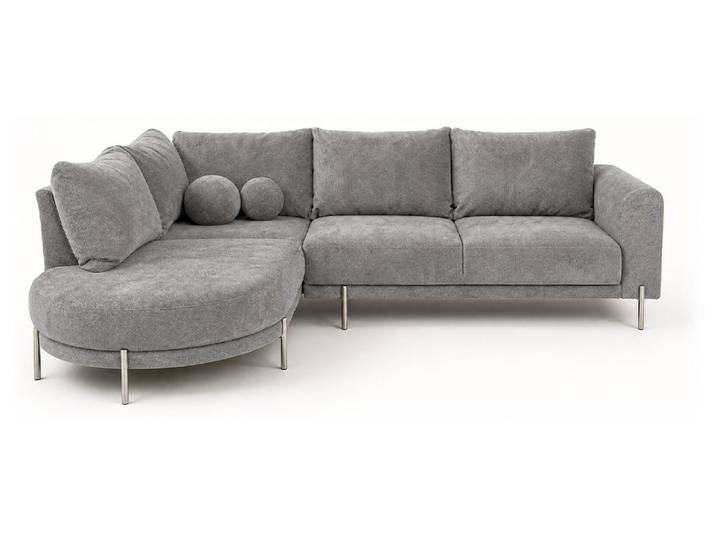 Best Mobilier Gabin - Canapé d'angle gauche 5 places en velours texturé \, Gris clair