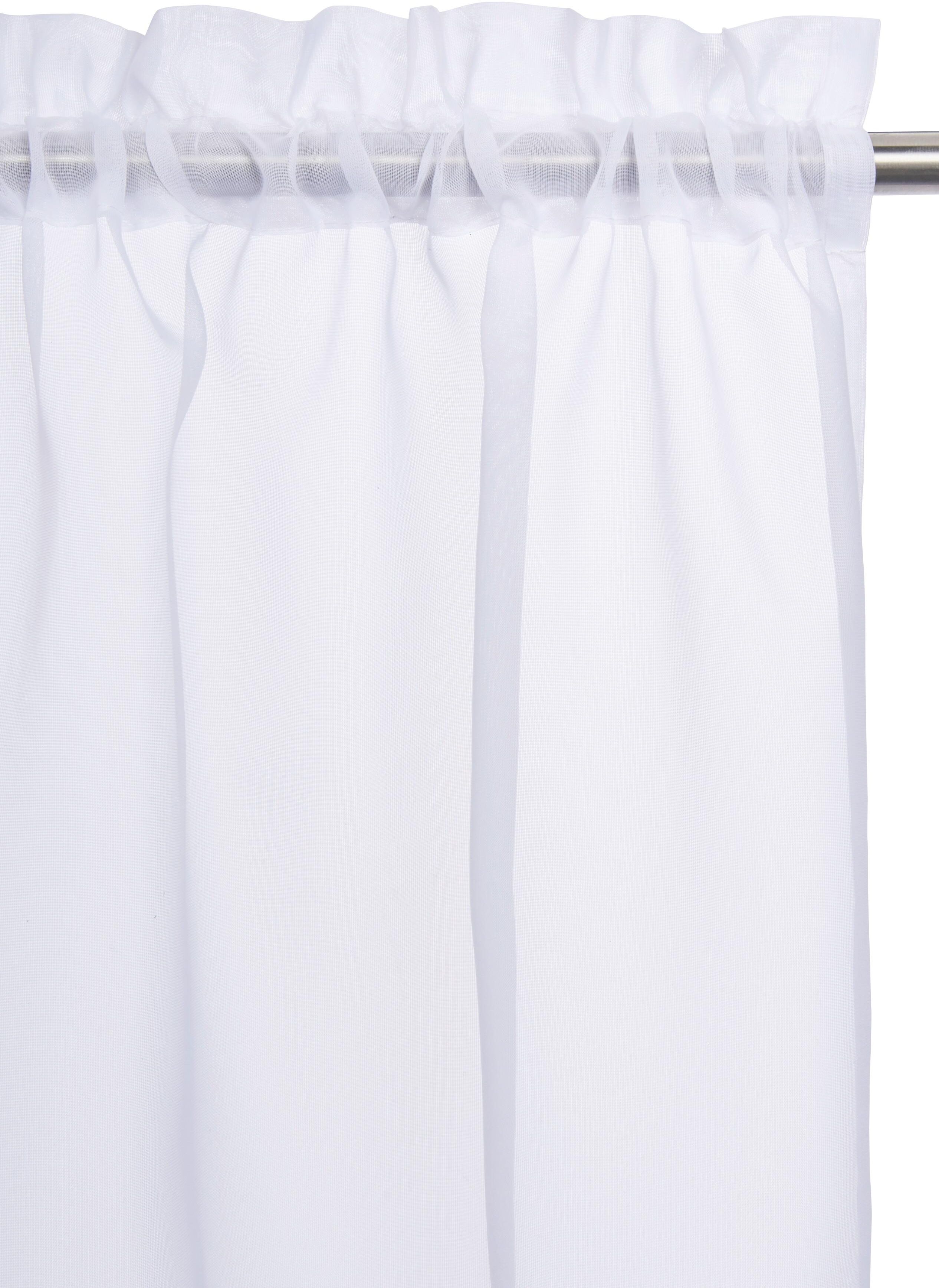 Scheibengardine GOODPRODUCT "Missy" Gr. 1, weiss (weiß), B:90cm H:30cm, Polyester, Polyester, Gardinen, Scheibengardine, mit Spitzenbordüre weiß 30cm, Stangendurchzug, 90cm