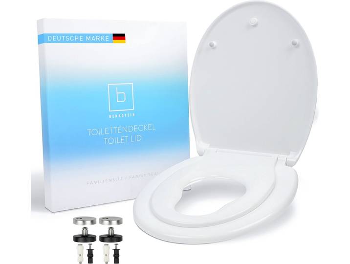 Benkstein Wc-bril voor kinderen met softclose - Wc-bril met quick-release-functie - Ovale wc-bril van duroplast\, antibacterieel met inzetstuk voor kinderen
