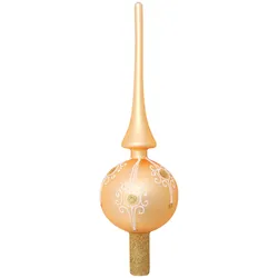 Krebs Glas Lauscha Gold matt 28cm Designer-Baumspitze aus Glas, mundgeblasen und handdekoriert