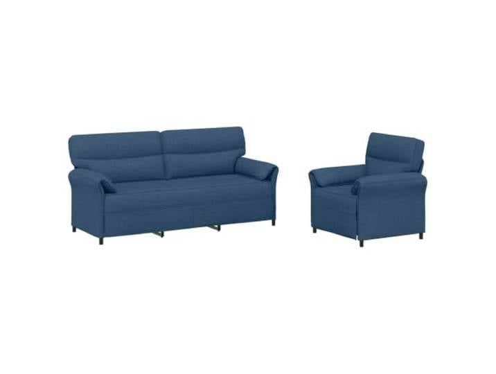 Coespram Sofa Set 2-teilig Blau Stoff Modern Polstergarnitur Wohnzimmer Bequemes 2-teiliges Couch Set mit modernem Stoffbezug und stabilem Metallgestell für Ihr Wohnzimmer und Gästezimmer.