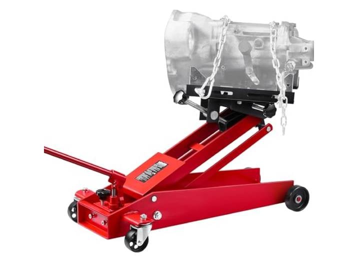 VEVOR Cric de Transmission à Profil Bas Capacité 450 kg\, Cric de Fosse avec Hauteur de Levage 16-64 cm\, Roues Avant Pivotantes à 360°\, Support Boîte de Vitesse pour Garage Atelier Réparation