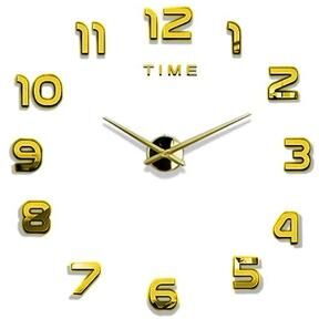 Uplifted Goods Contemporary 3D Oversized DIY Mirror Wall Clock 023 Gold 3.28 4.27 Ft 3d