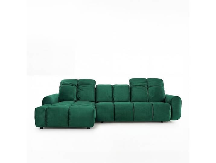 Canapé 3 places velours convertible angle gauche vert malachite