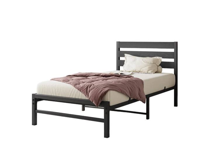 Stilvora Metallbett 90/200 mit Stauraum unter dem Bett, mit Lattenrost, Schwarz, Metall, 90x200 cm, Schlafzimmer, Betten, Metallbetten