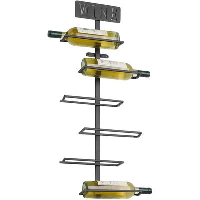 Flaschenregal LOCKER, schwarz, B:33cm H:80cm T:10cm, Metall, Regale, Flaschenregal, für 6 Flaschen zum Aufhängen