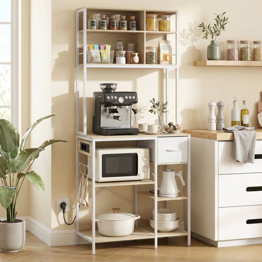 Homcom Estantería de cocina 80x40x181 cm roble
