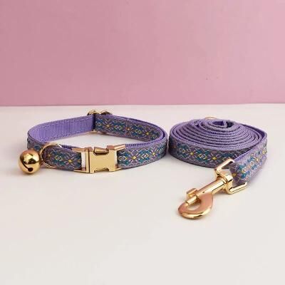 Uplift Essentials Premium Adjustable Metal Hardware Cat Collar & Leash Set style 10 s