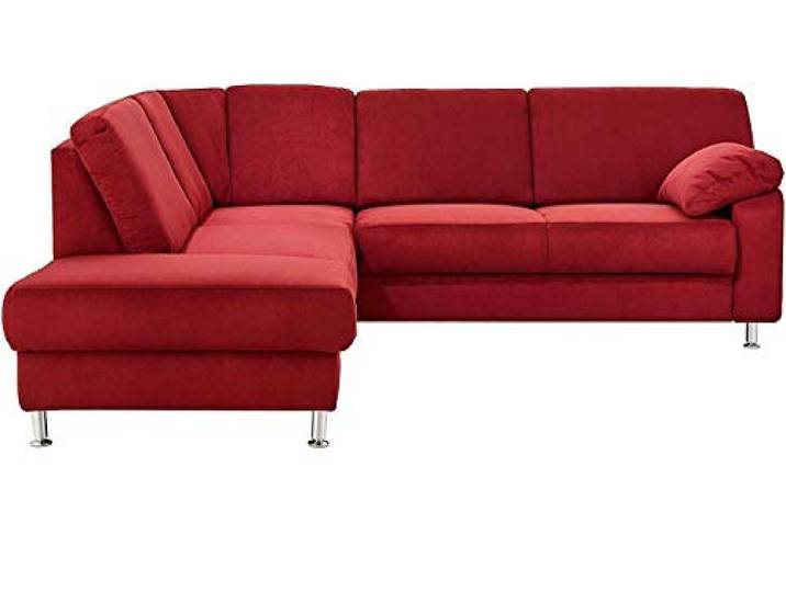 Cavadore Ecksofa Belfast mit Federkern Eckcouch im modernen Design, Mikrofaser, rot, 243 x 88 x 218 cm