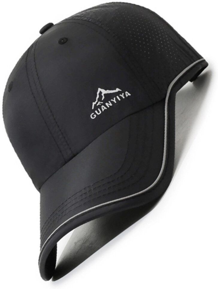 INF Schnelltrocknende atmungsaktive Baseballkappe – UV-Schutz, Schweißband, aufrechter Schirm, verstellbar 56-60cm, Polyester Schwarz