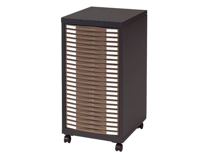Desserte Discretis 24 tiroirs - Métal - Corps Anthracite - Tiroirs Taupe