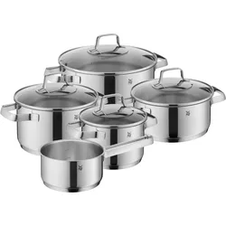 WMF Belmonte Topf-Set 5teilig (751556040), Edelstahl, Pfannenset + Topfset, Silber