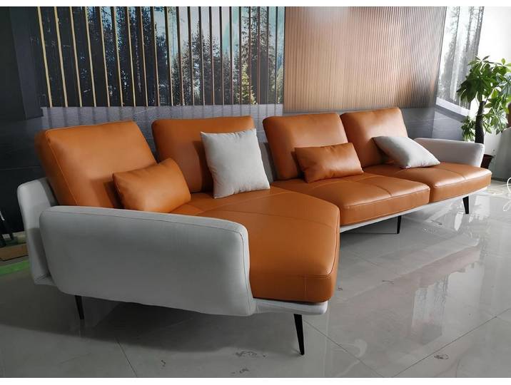 Xlmoebel Ecksofa Elegantes L-förmiges Ledersofa mit großzügiger Polsterung, Ecksofa, Hergestellt in Europa