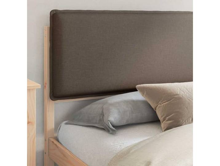 KTHLBRH Bett mit Kopfteil bezogen Taupe 180 x 200 cm Massives Kiefernholz, waschbarer Bezug, platzsparendes Design, einfache Montage