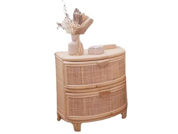 LXLAEOANG Rattan-Nachttisch Mit Holzrahmen, Retro-Nachttisch Kompakter Aufbewahrungsorganisator for Schlafzimmer, Wohnzimmer, modern