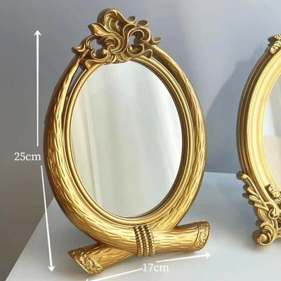 Uplift Picks Elegant Vintage Gold Table Mirror Ornate Carved Vanity Decorative Mirror Tray c