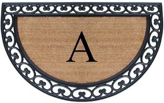 "A1 Home Collections Half Round Rubber Coir Monogrammed Double Doormat, 30"" x 48"""