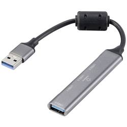 Renkforce RF-6250246 USB-Hub 3+1 Port USB-A USB 2.0 480 MBit/s mit Aluminiumgehäuse Schwarz RF-6250246