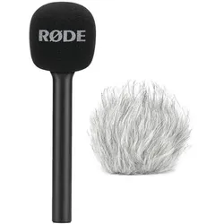 RØDE Interview GO Handadapter für Wireless GO mit WSBW Fell-Windschutz (Fell, Schaumstoff), Mikrofon Windschutz