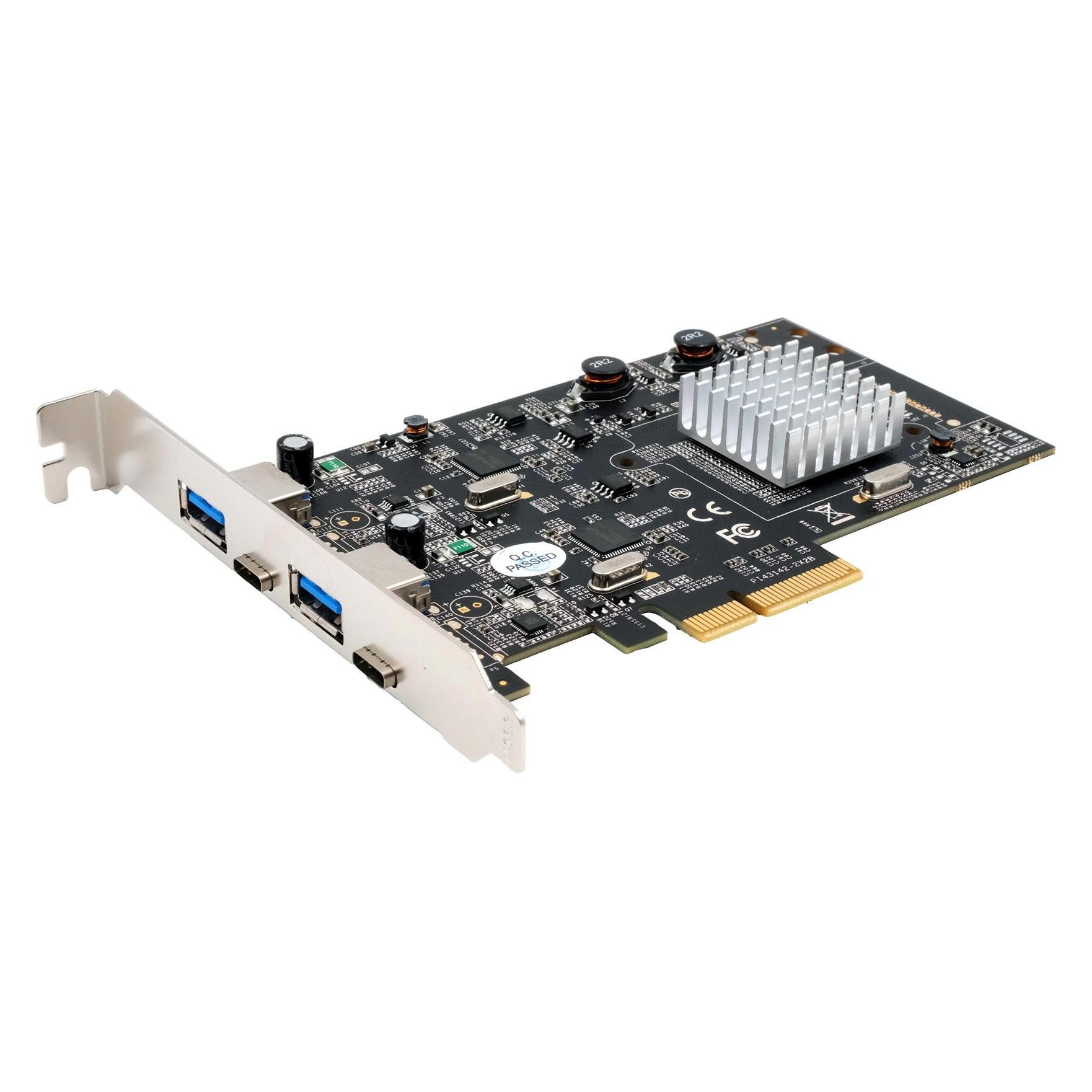 Exsys GmbH 4 Port USB 3.2 Gen2 PCIe (x4) Karte mit 2x A- und 2x C Anschluss (Asmedia) (EX-12005)