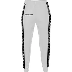 Givova, Unisex, Sporthose, Jogginghose mit Strickstreifen (M), Weiss