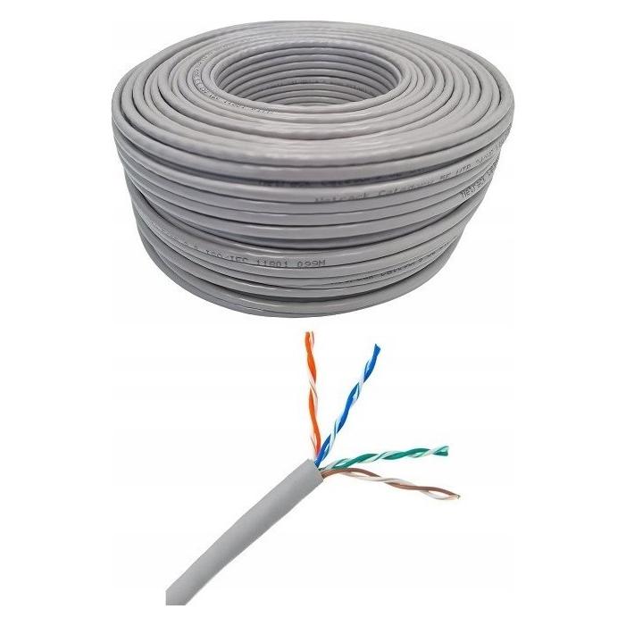 Netrack Kabel sieciowy skrętka LAN cat 5e UTP, szary, 100m, CCA (UTP, CAT5e, 100 m) (LAN-GY5U-100)