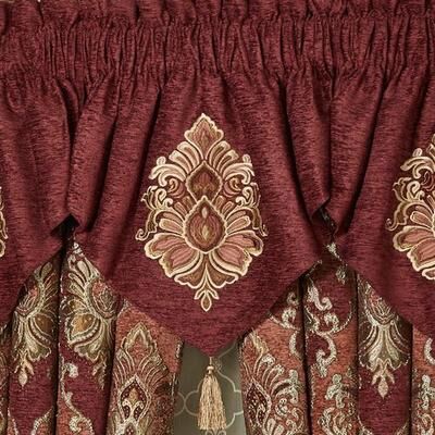 Touch of Class Ravenna Embroidered Ascot Valance Multi Warm 40 x 21, 40 x 21, Multi Warm