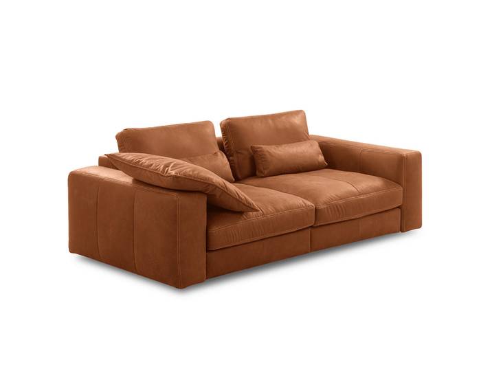 Livetastic 2-Sitzer-Sofa, Karamell, Kunststoff, Echtleder, Anilinleder, Füllung: Silikon,Silikon, 240x85x123 cm, Lederauswahl, Rücken echt, Wohnzimmer, Sofas & Couches, Sofas, Ledersofas