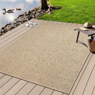 Teppich MERINOS "Kenzy", beige (natur), H:10mm Ø:80cm, Polypropylen, Teppiche, Teppich, robuster In- und Outdoor Teppich im natürlichen Jute-Look, wetterfest