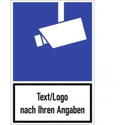 Dreifke® Schild, Video-Infozeichen mit Text und/oder Logo nach Ihren Angaben, Alu, 250x375 mm