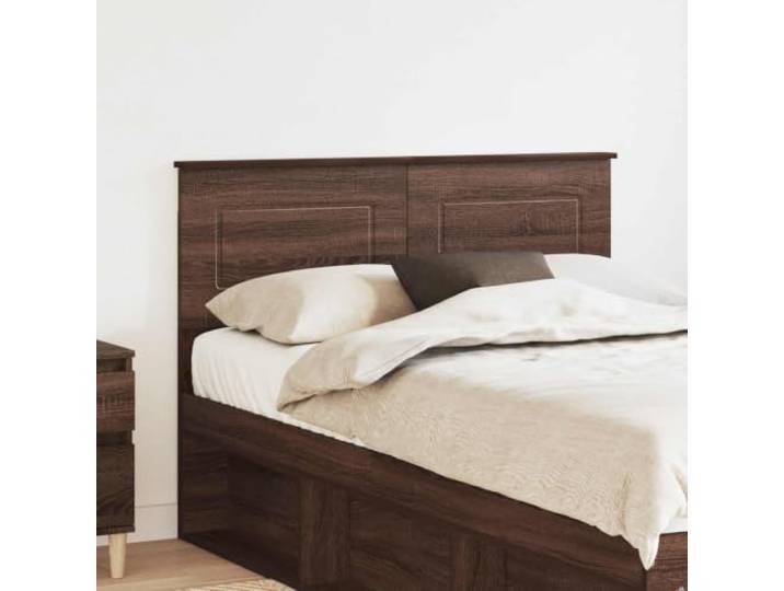 Modernes Kopfteil rechteckig braun Eiche aus Holzwerkstoff, minimalistisches Kopfteil mit klaren Linien, leicht zu reinigen mit trockenem Tuch, ideal für