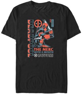 Men's Big & Tall Deadpool Text T-shirt by Mad Engine in Black (Size XLT)