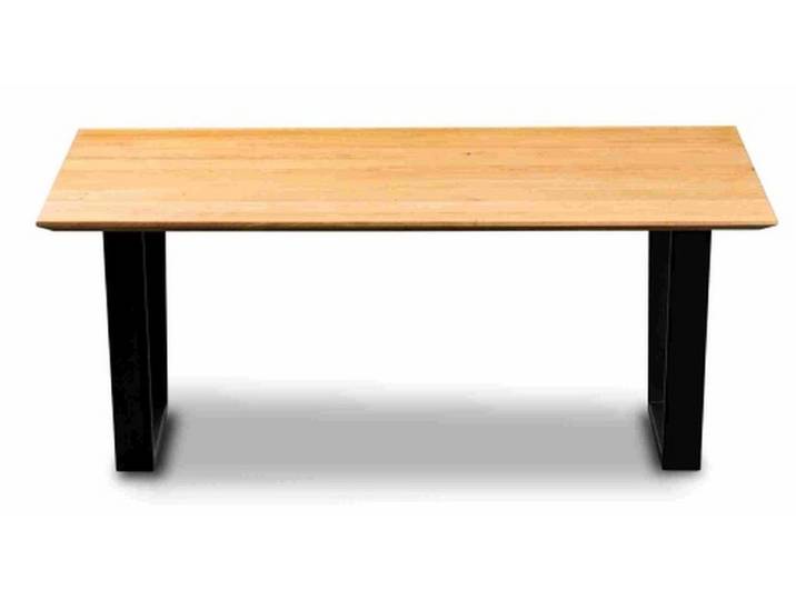 M2 Kollektion Couchtisch Gestell Metall schwarz / Platte Wildeiche massiv - 110x45x30 (BxHxT)