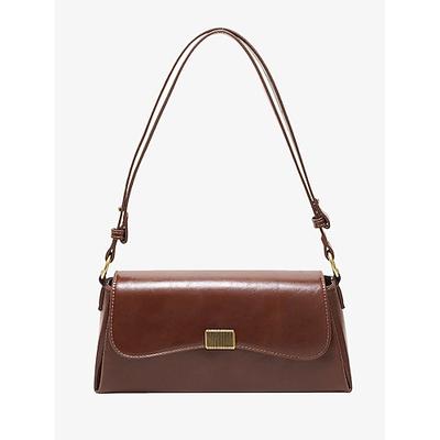 Damen Stoffbeutel Aguette Tasche PU-Leder B¨¹ro Einkauf Täglich Schnalle Hohe Kapazität Langlebig Feste Farbe Schwarz Weiß Braun
