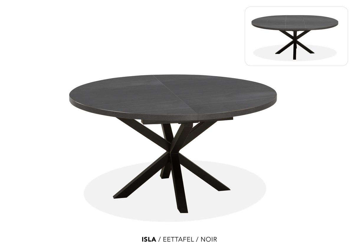 Maxfurn Ronde uitschuifbare tafel met inzetblad - Zwart
