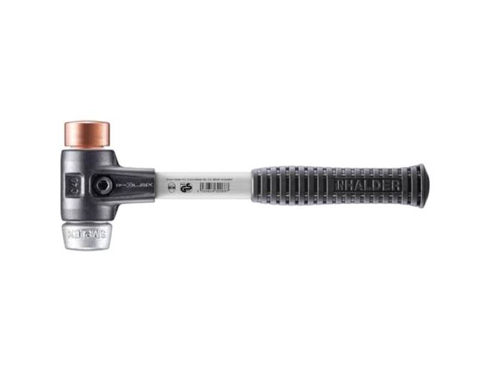 Maillet SIMPLEX\, Cuivre/metal doux; avec boîtier en fonte malléable renforcée et manche en fibre de verre D=40 mm 3749.040