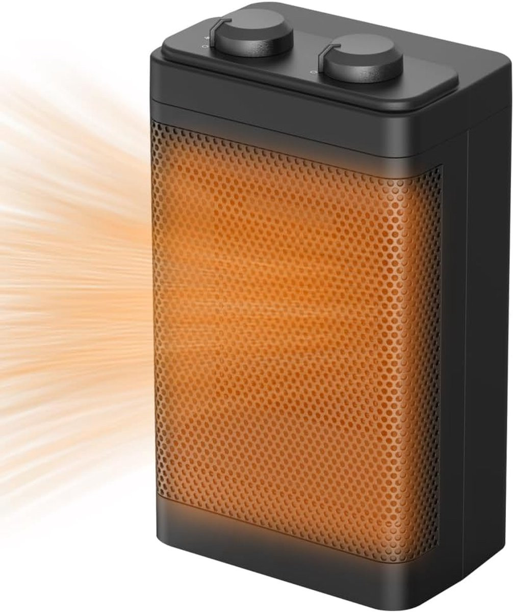 Keramische elektrische ventilatorkachel, 1500W, 3 standen, zwart