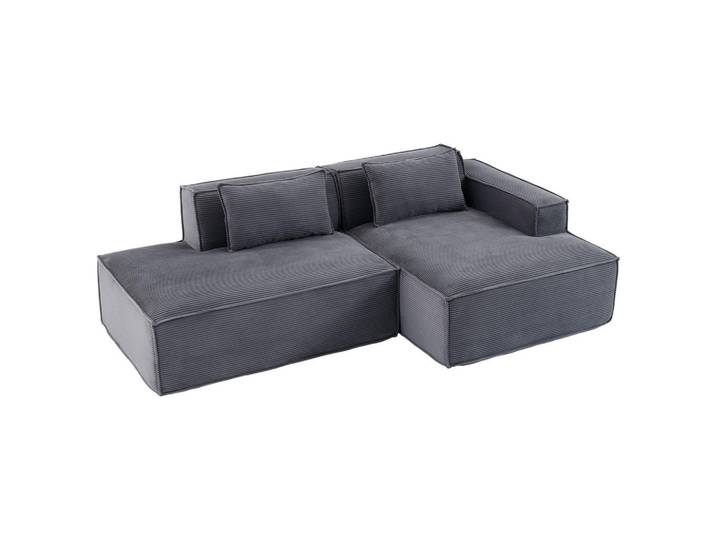 Oxeza Ecksofa 233/129/70 cm Grau mit zwei Kissen und Federtasche, Mode, Rechteckig, 235x129 cm, Wohnzimmer, Sofas & Couches, Wohnlandschaften, Ecksofas