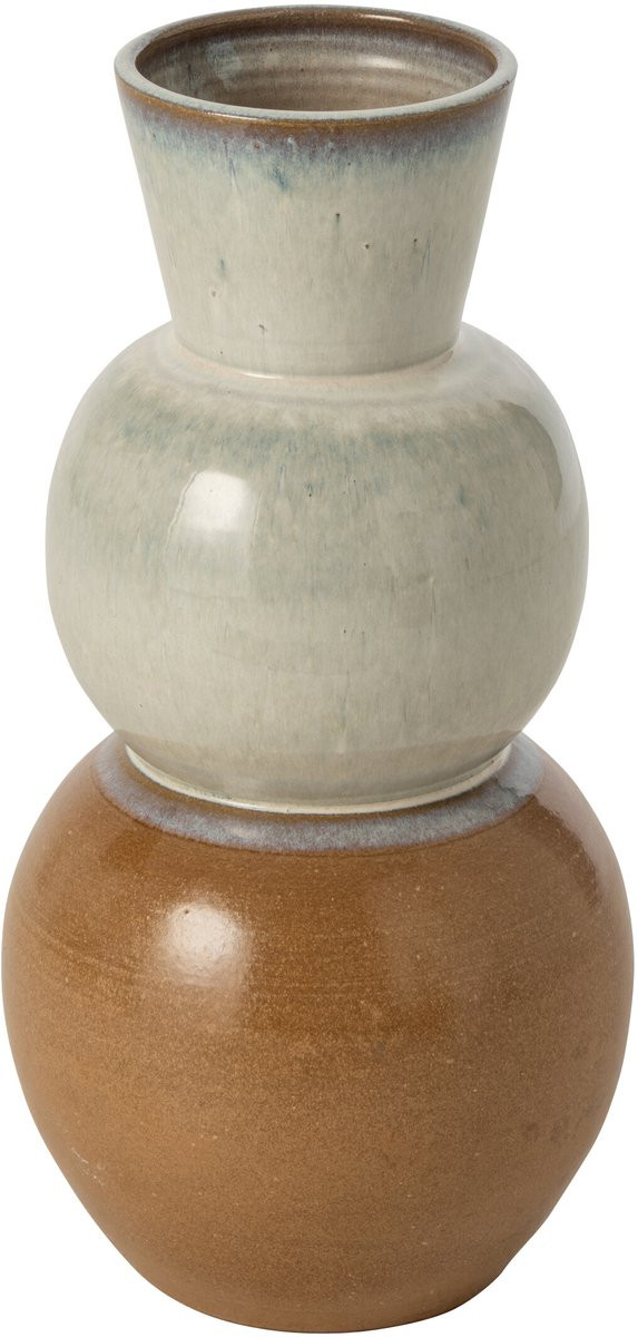 J-Line Keramische Vaas - Karamel/Lichtblauw - Small