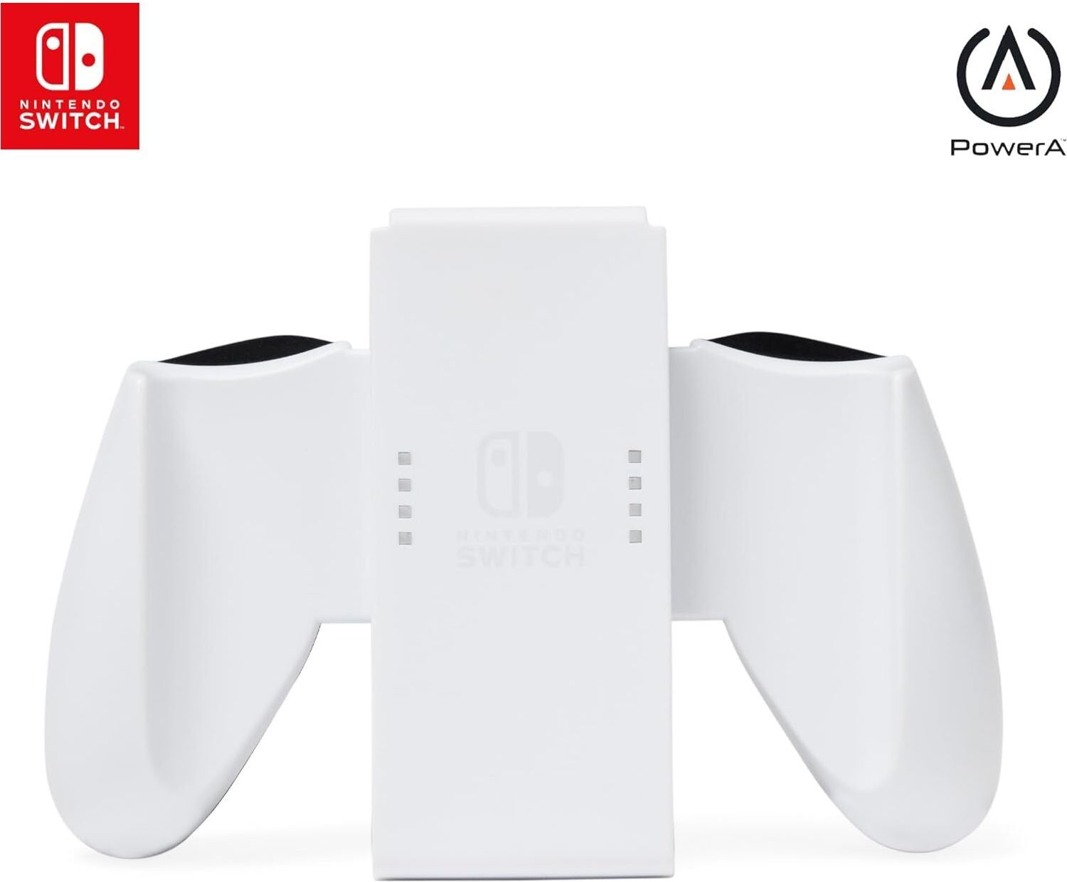 PowerA Joy-Con Comfort Grip for Nintendo Switch & OLED – Rubberised Handle, Secure Sliding Design, Officially Licensed – White, New