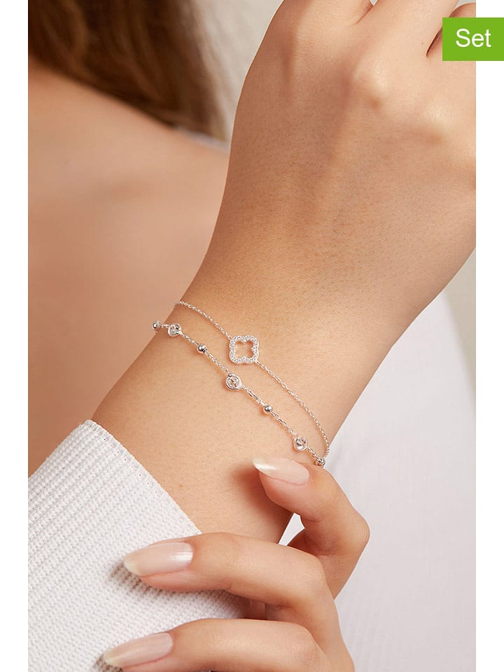 Lodie Silver 2er-Set: Silber-Armketten mit Schmuckelementen - onesize