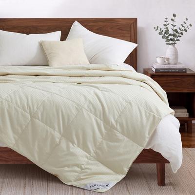Puredown Luxury Lightweight 100% Cotton Jacquard 75% Down Blanket, Soft & Breathable Bed Blanket