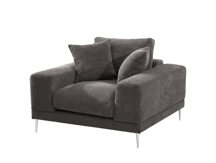 Fauteuil Kelson Gris Velours côtelé Poppy 121 x 90 x 126cm